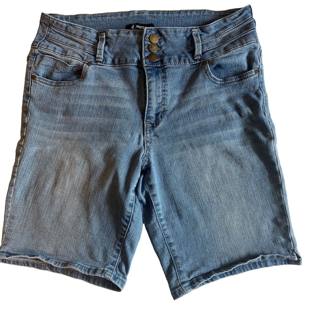 d. Jeans Bermuda Denim Shorts Womens 12 Blue Light Wash Stretch 3-Button Travel